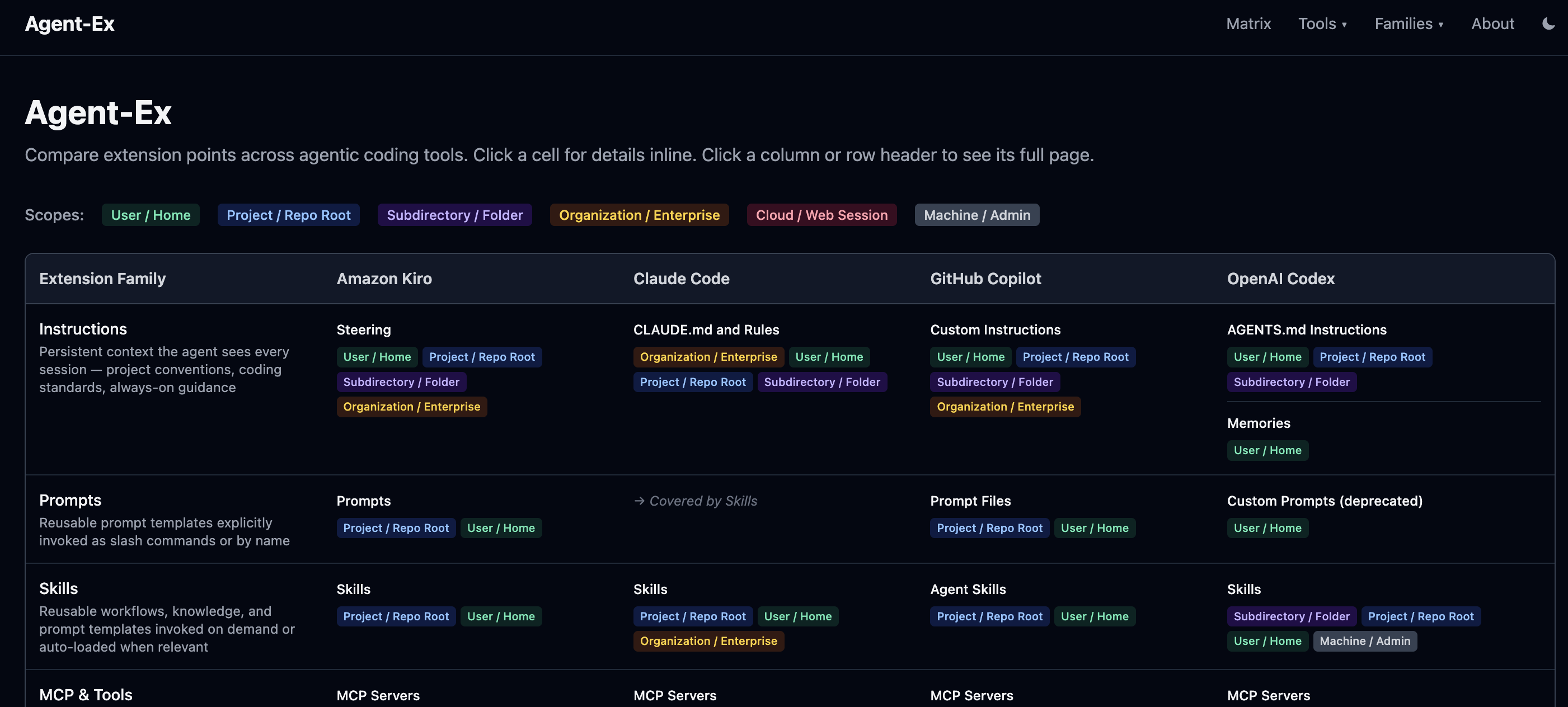 Screenshot of the Agent-Ex web app